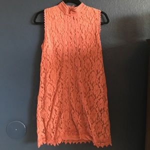 •Blush Pink Mock Neck Lace Dress•